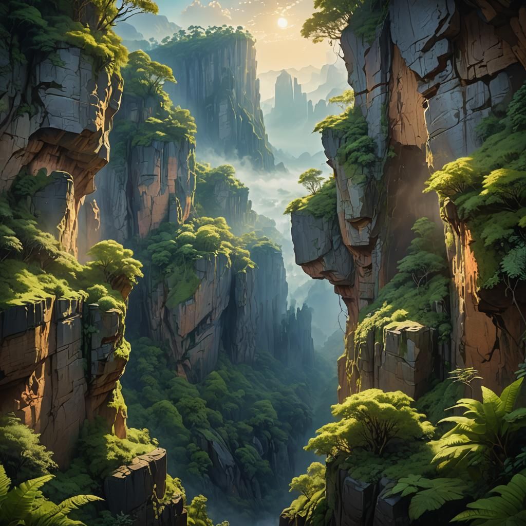 Lush Green Cliffs Under Breathtaking Sky