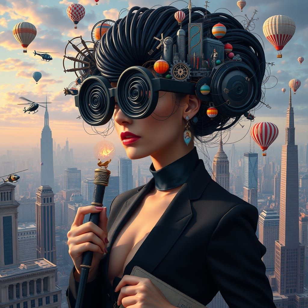 Futuristic Woman with Architectural Hair in Digital Art Styl...