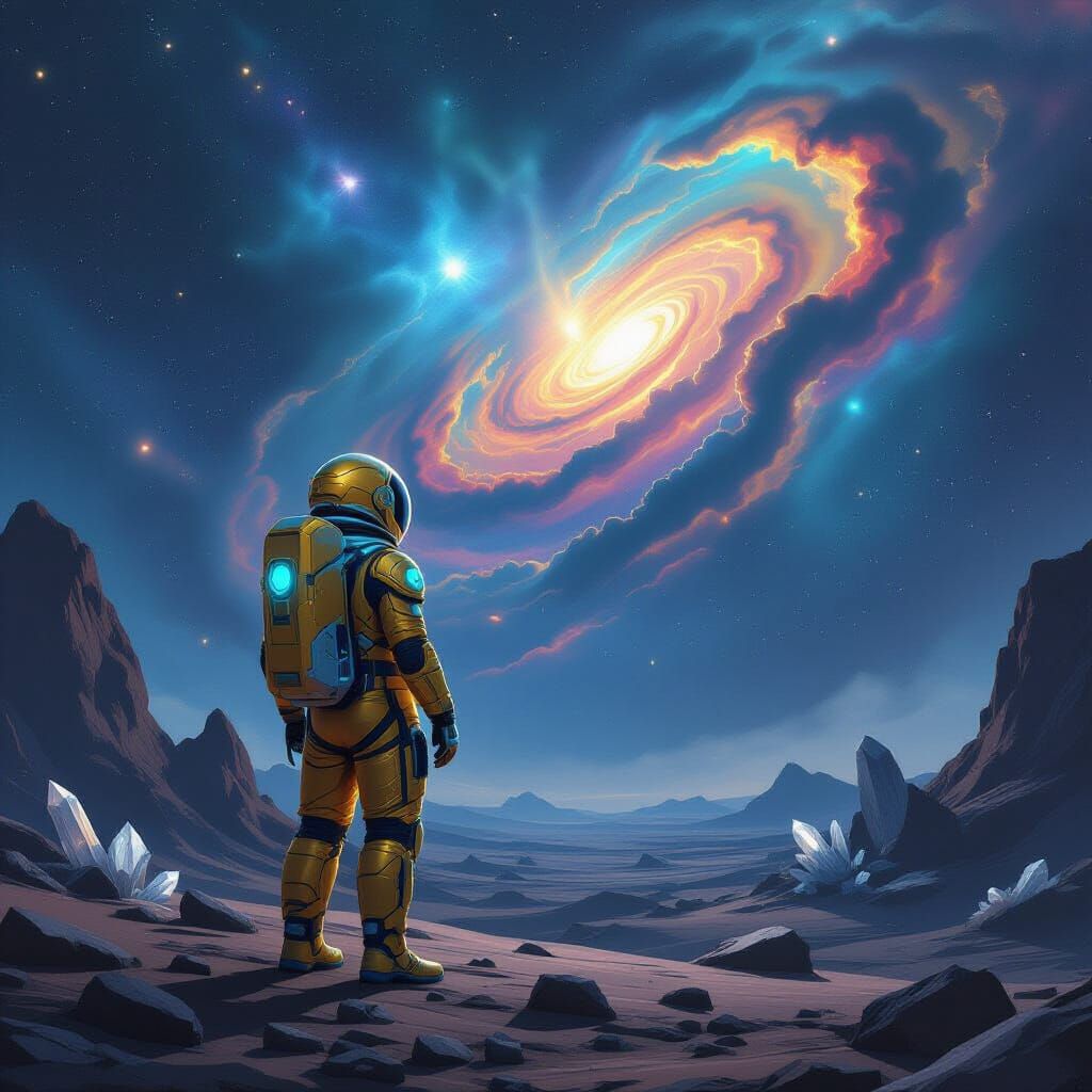 Astronaut Gazing at Nebula in Sci-Fi Style