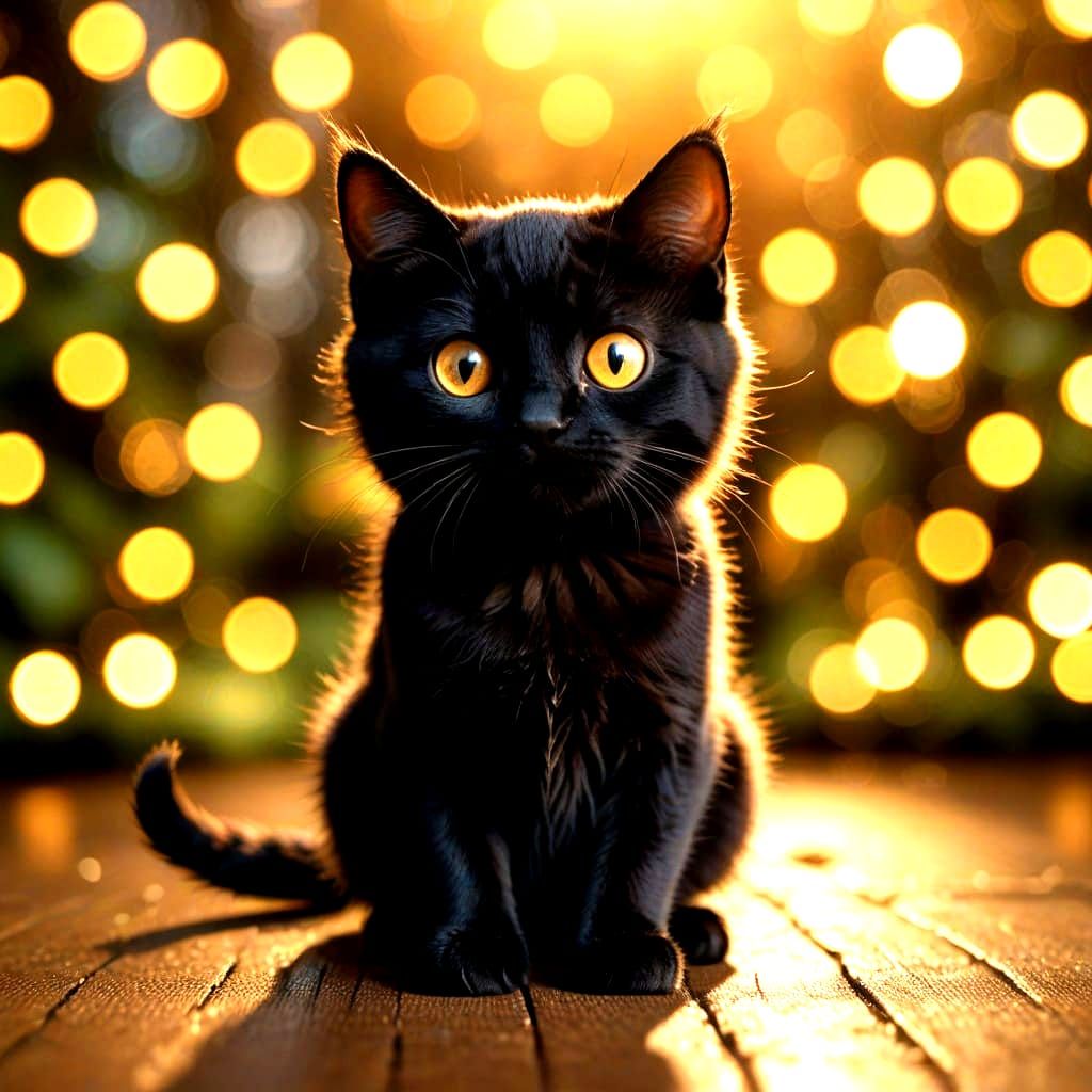 black cat with a captivating expression,   by @The forest princess