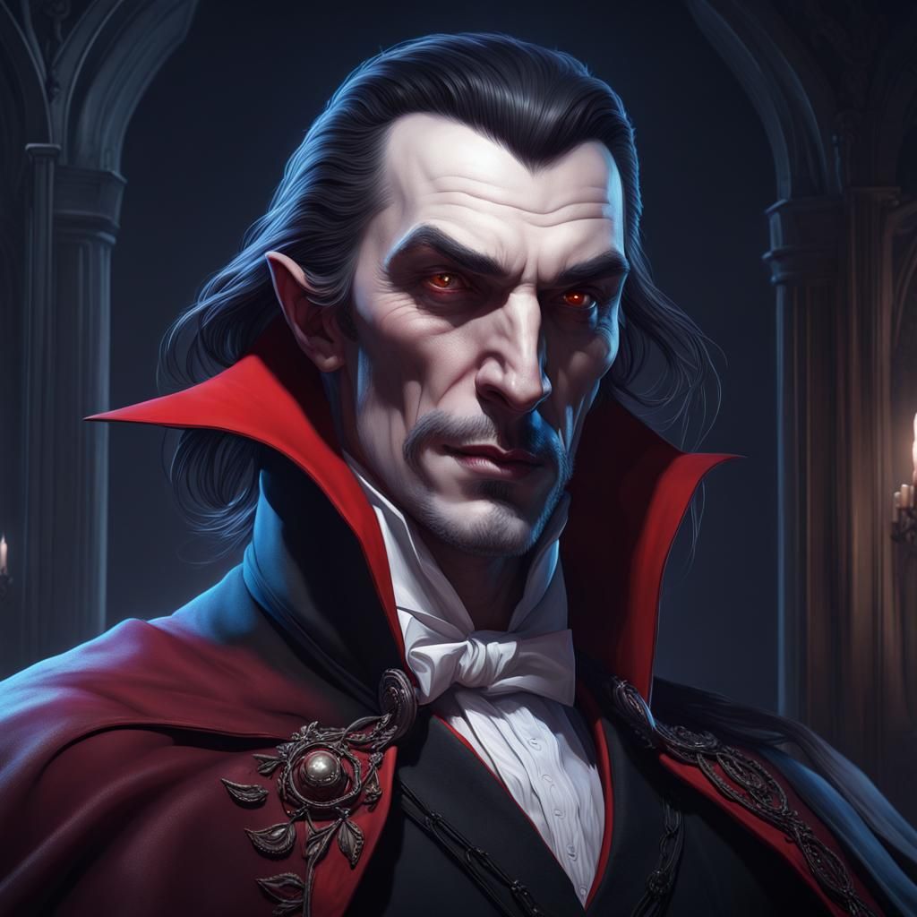 Moonlit Portrait Of Dracula - Ai Generated Artwork - Nightcafe Creator