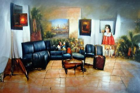 The artist's lounge Jose Ferraz de Almeida Junior oil on can...