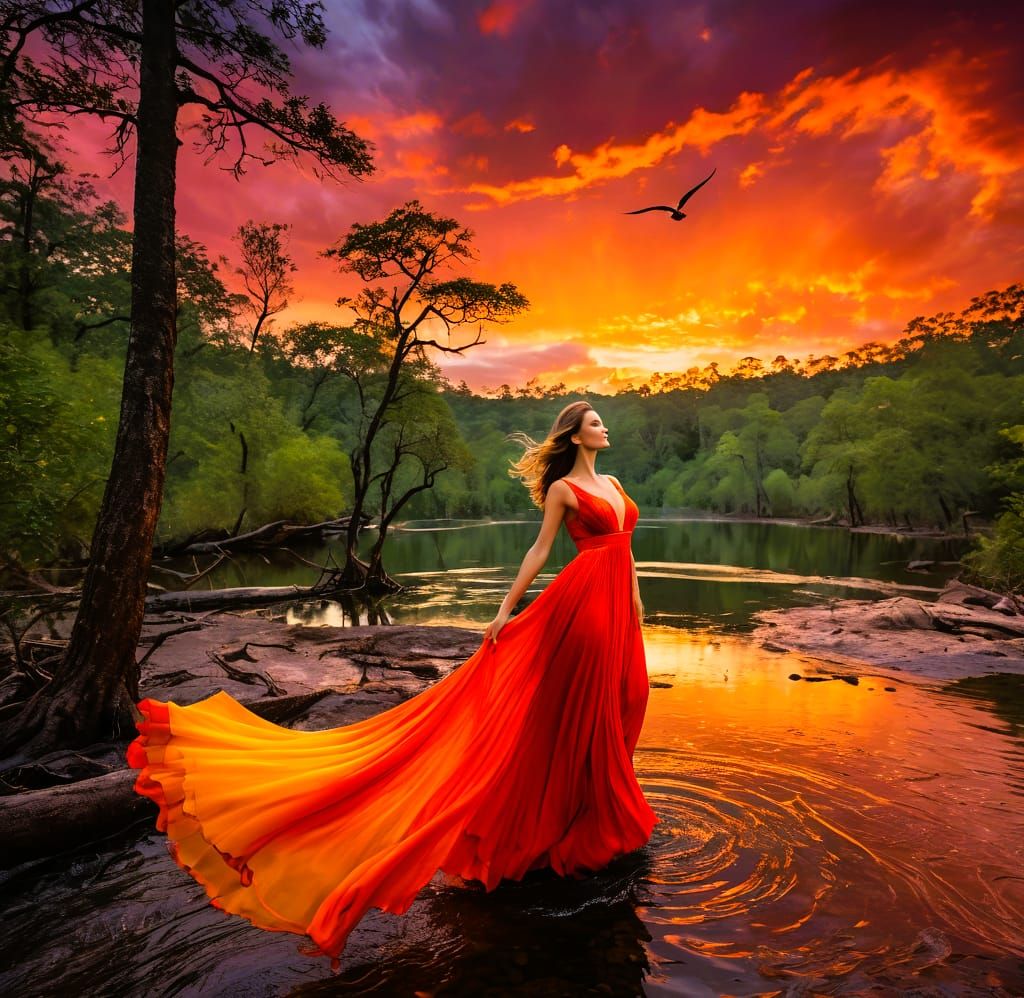 🌅 L'Extase Écarlate au Cœur de la Forêt 🌅