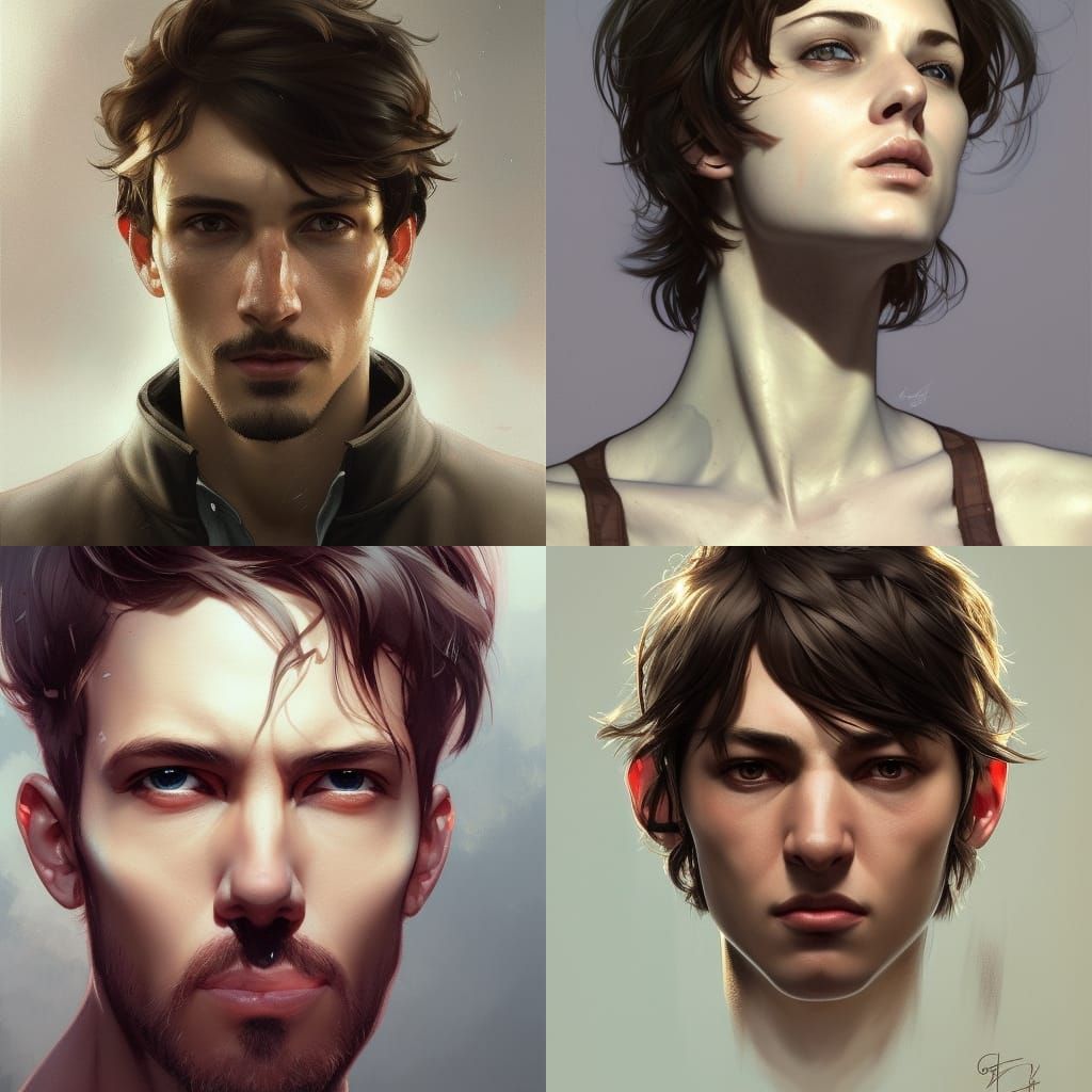 guy with short brown hair and grey eyes
