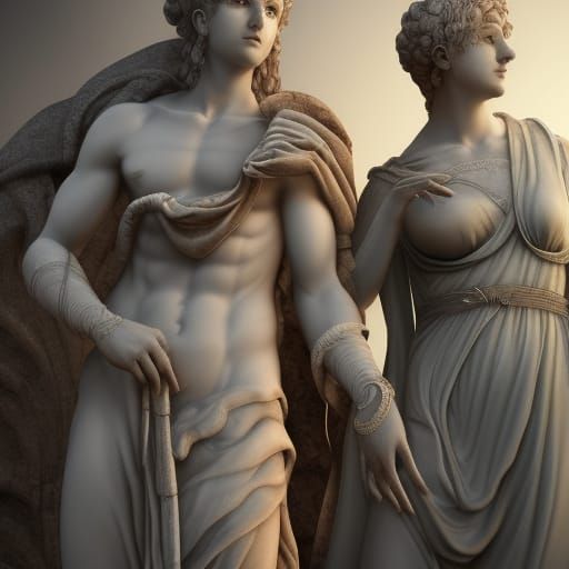 marble statue of a man and woman