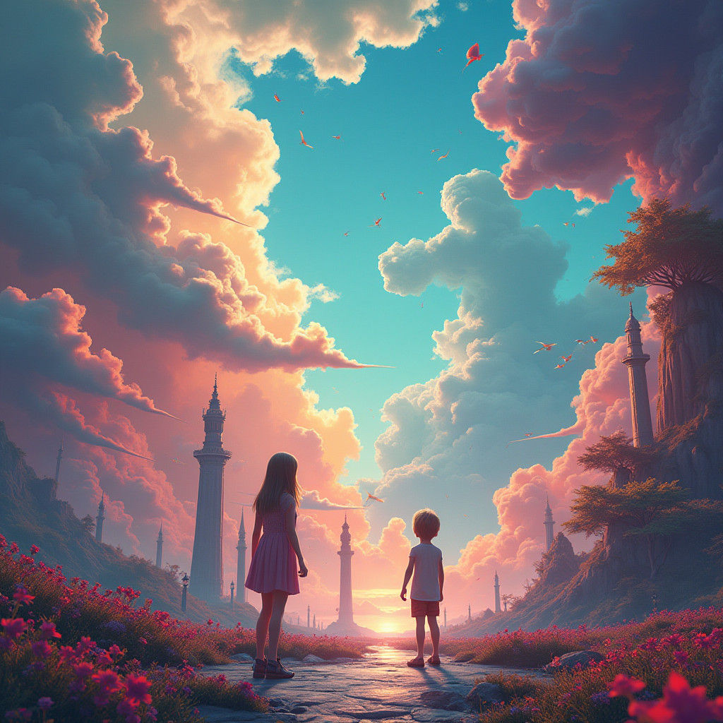 Children in Surreal Dreamscape, Loish Digital Painting