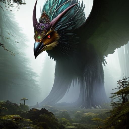 Giant Vulture Protector in Fantasy Forest