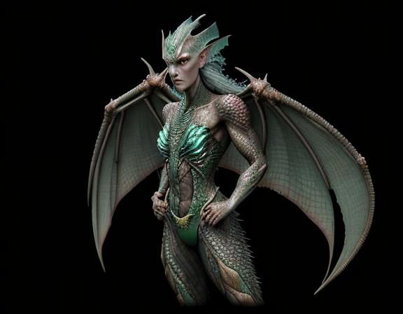 iridescent/pearl scales, Rodan, PTERANODON, dragon, hyperrea...