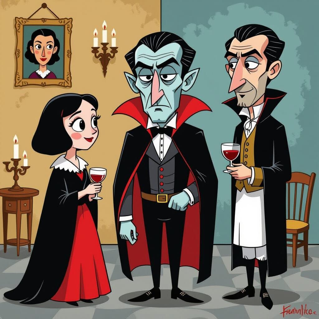 2D Cartoon vampire saga 
2D Cartoon Art by Pablo Picasso and Studio Ghibli   by @VM