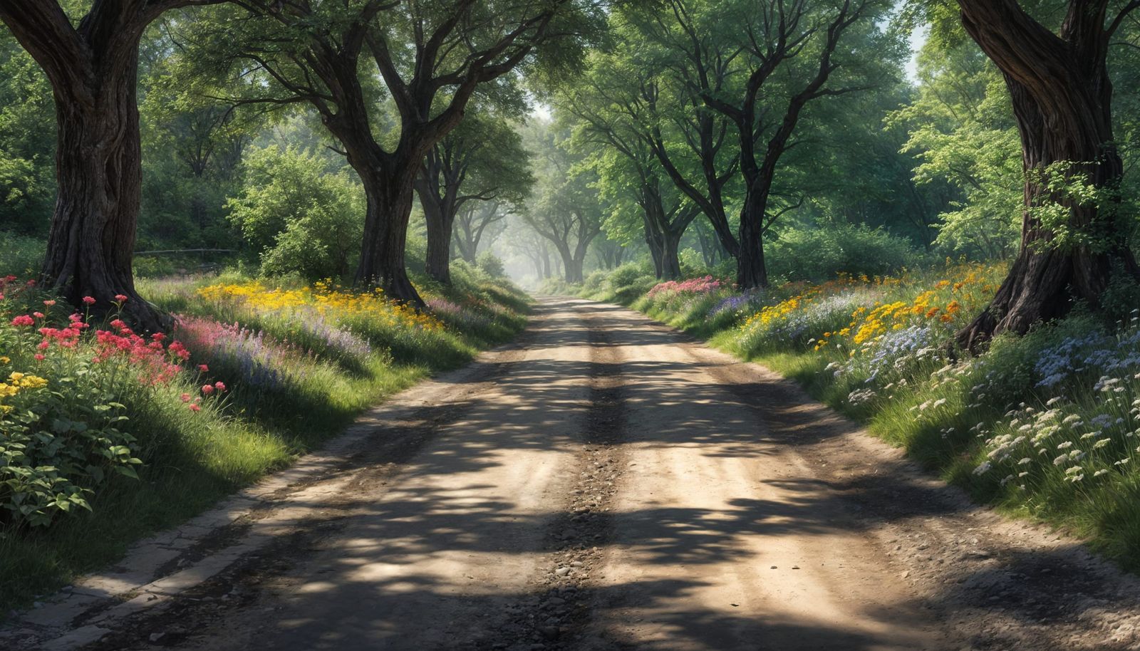 Fantasy Pencil Sketch of Rocky Road Through Field