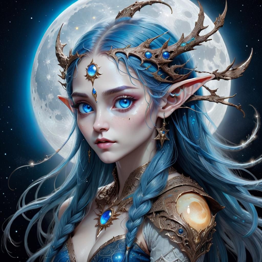 Celestial Moon Elf - Ai Generated Artwork - Nightcafe Creator