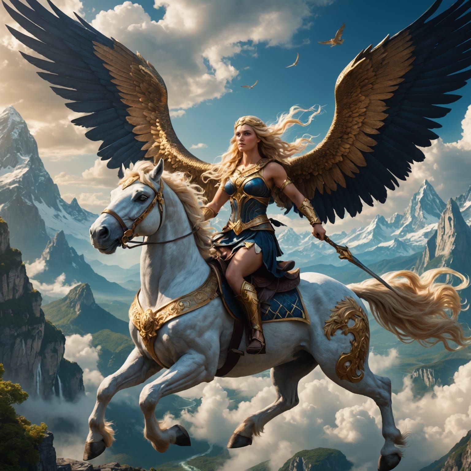 Amazon warrior princess on Pegasus