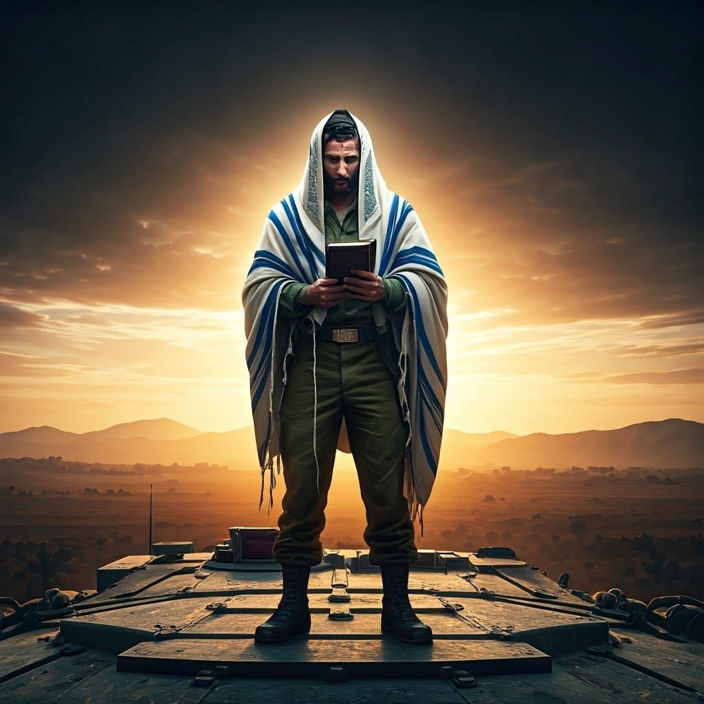 Israeli Soldier on Tank at Sunrise: Matte Painting