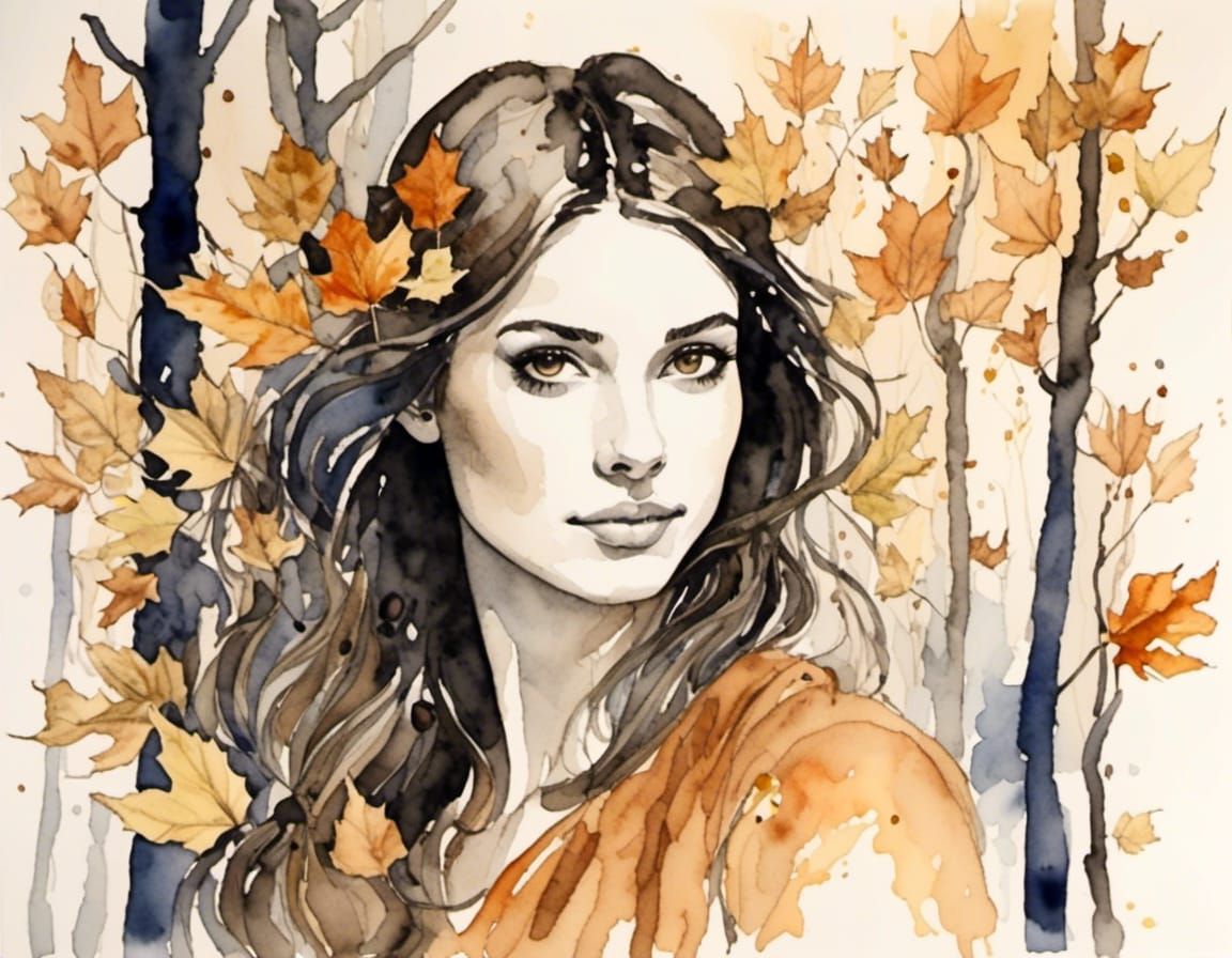 Watercolor portrait of a young beautiful woman <lora:Celestial Palette:1.0> 