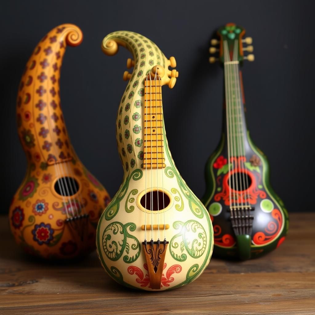 "Music of the gourds":  musical instruments from gourds  by @bellastella