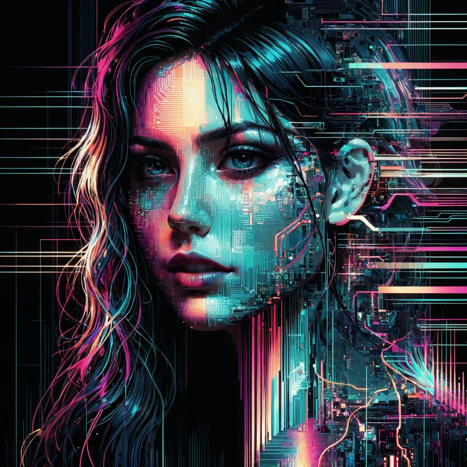 Glitch art portrait