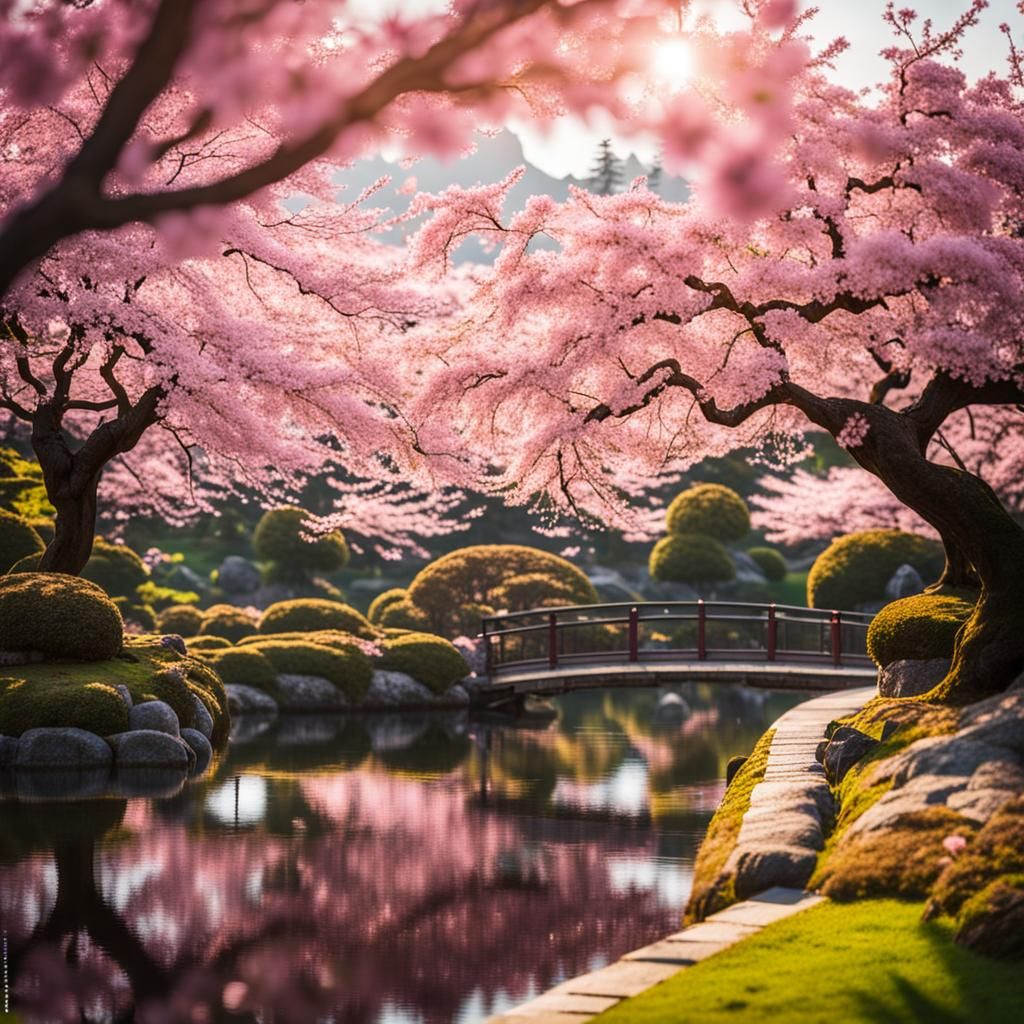 Cherry blossom Japanese garden  by @Art4Everyone