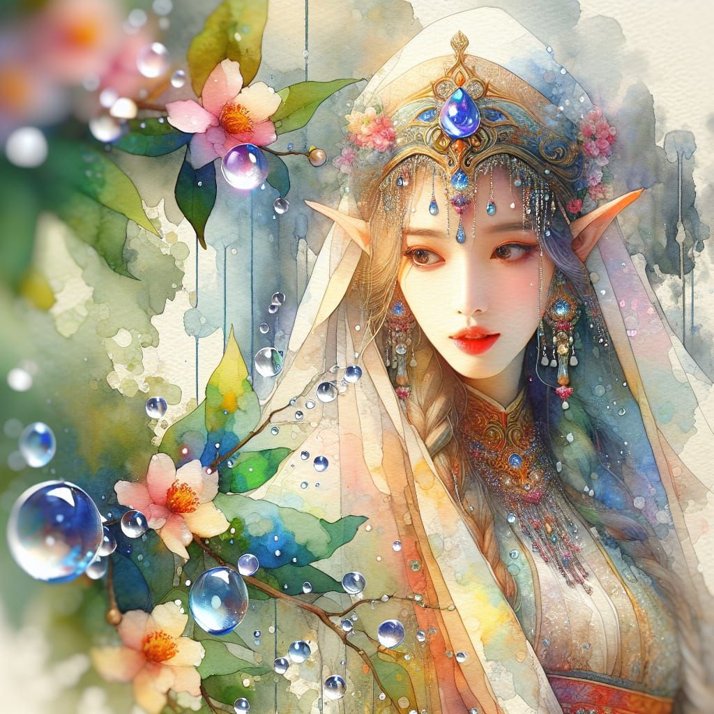 Watercolor painting that captures the essence of gentle, spr...