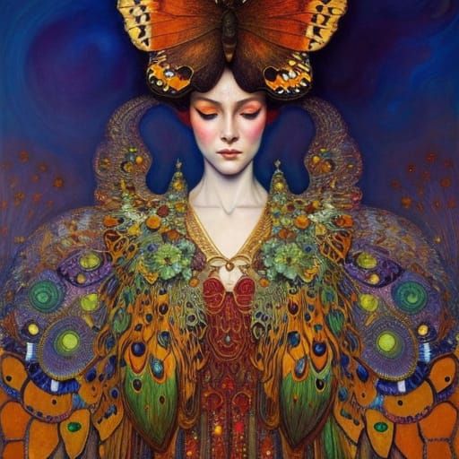 beautiful intricate ((Klimt (butterfly))), Art Nouveau, Cel ...