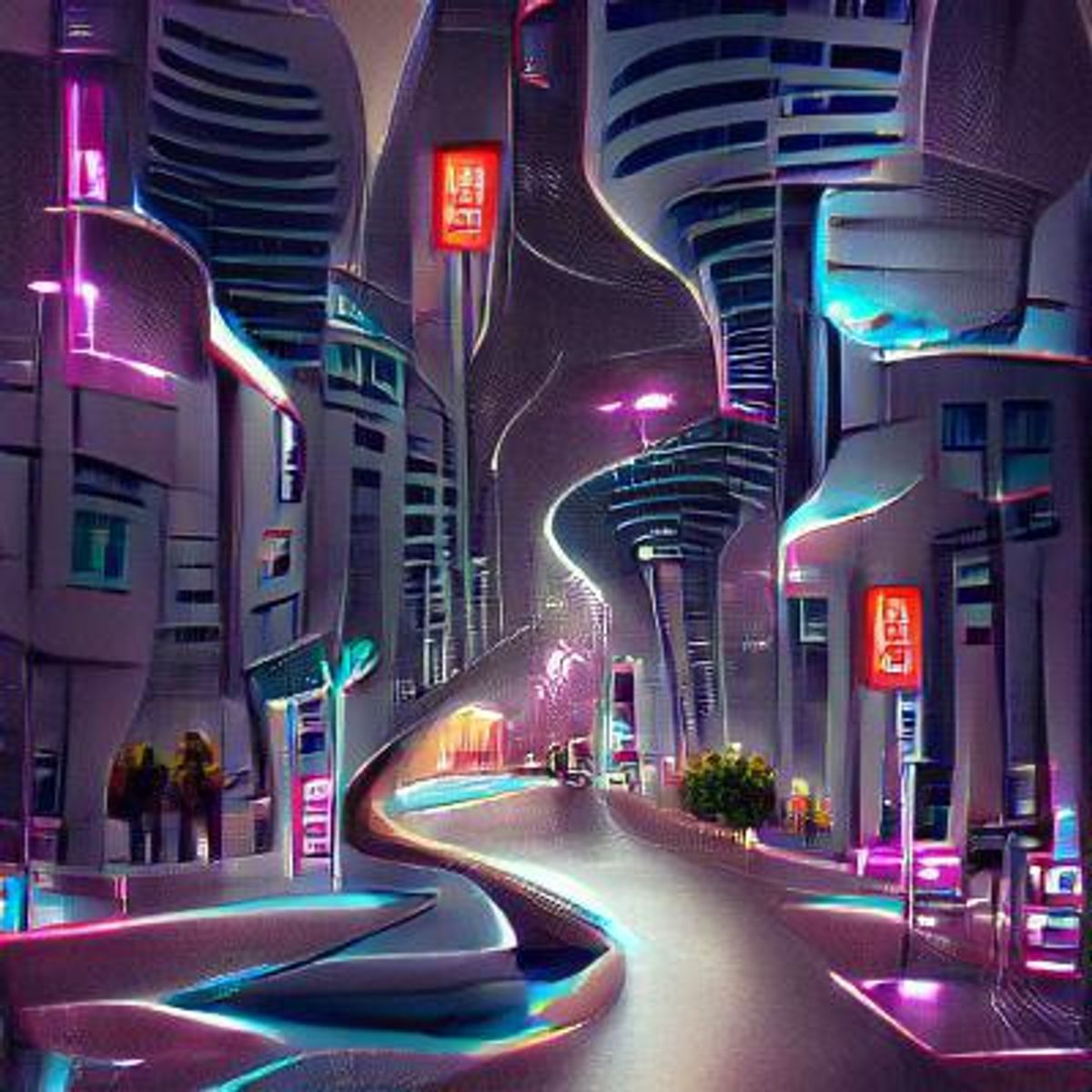 A futuristic city street at midnight - AI Generated Artwork - NightCafe ...