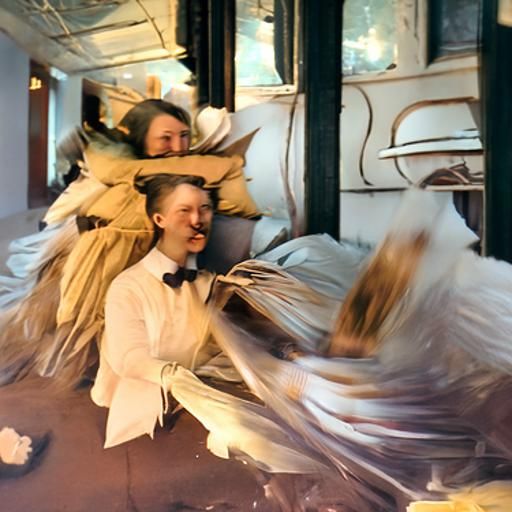 orient express; pillow fight; autochrome; 1930