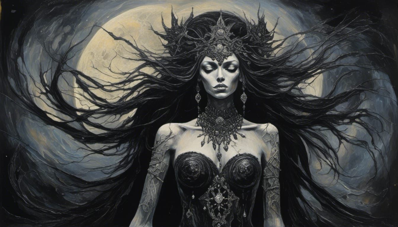 <lora:Impasto1:1.2> <lora:Graphite:1.0> (Black_Magic Woman:1...