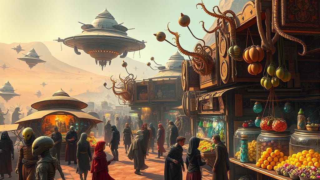 Alien Market on a desert planet
