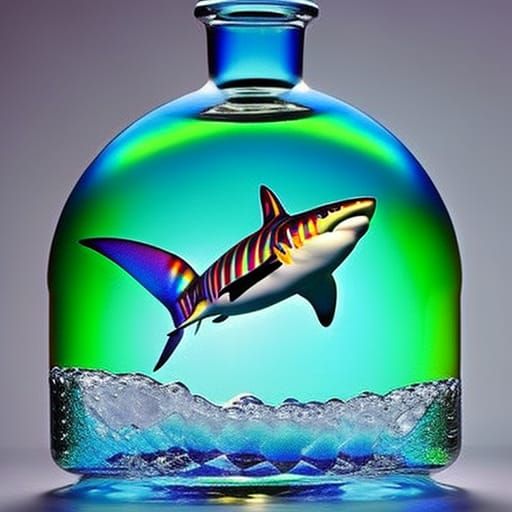 Rainbow shark in a bottle AI Generated Artwork NightCafe Creator
