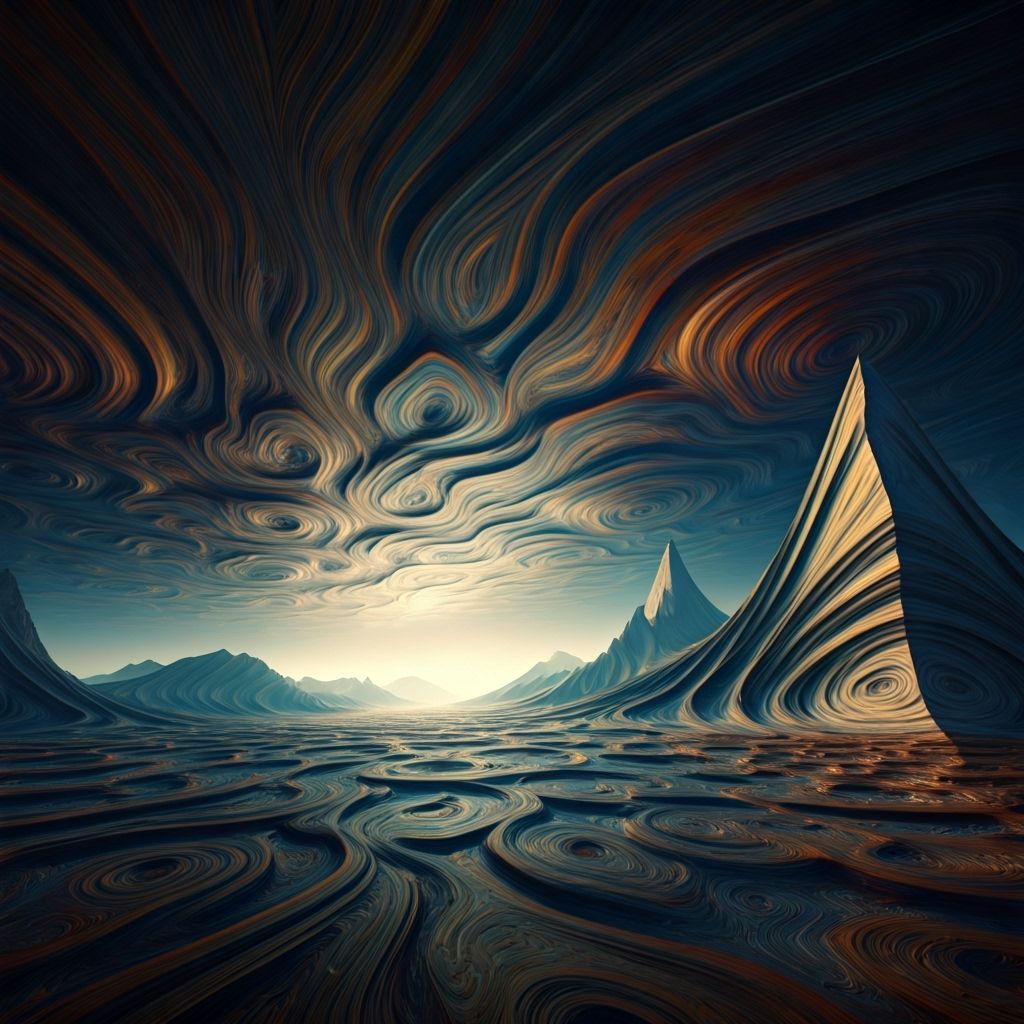Surreal Dreamscape of Iridescent Colors and Geometric Shapes