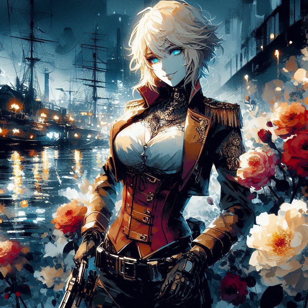 Girl and flowers, v2