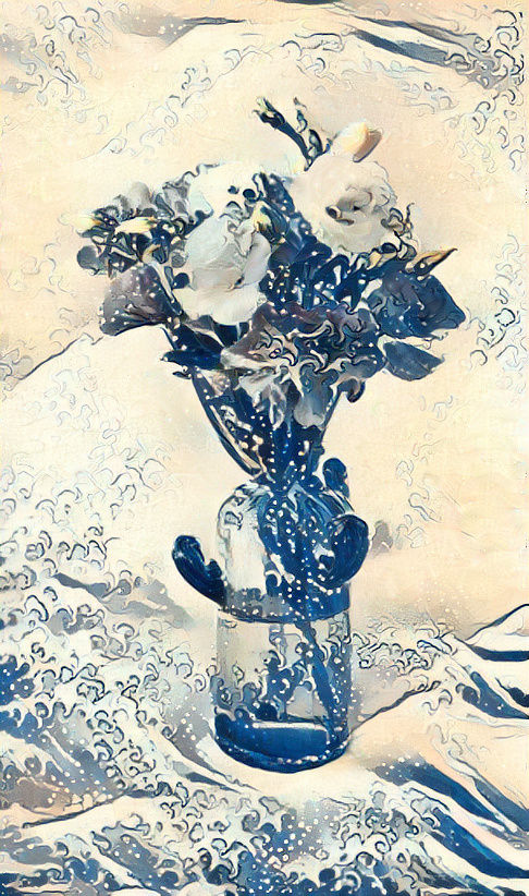 Style transfer from wave to photo flowers