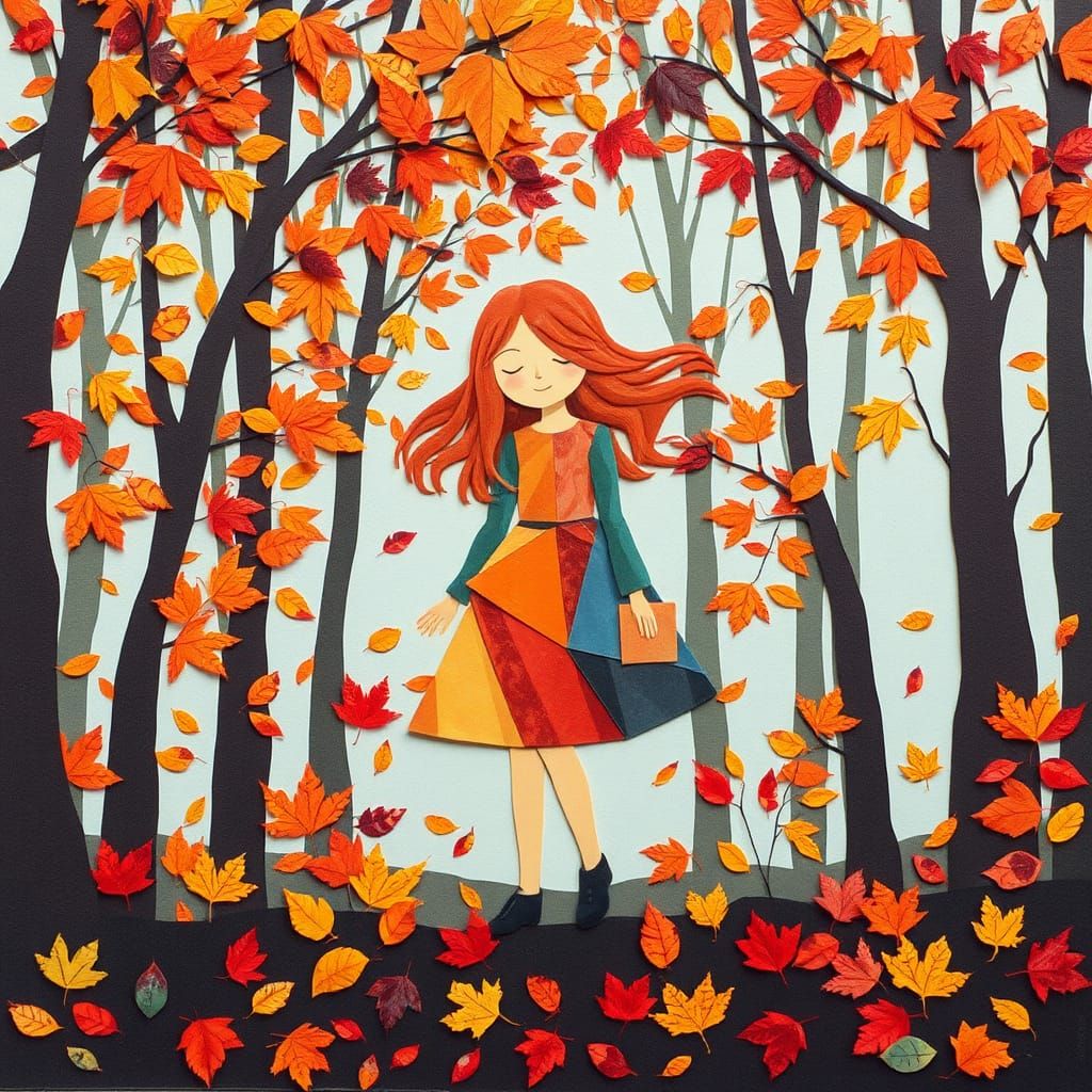 Girl in Autumn Leaves  by @Shywolf