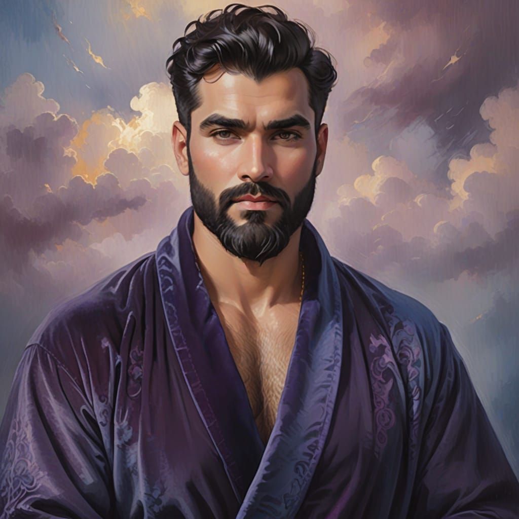 Elegant Divine Man in Art Nouveau Style