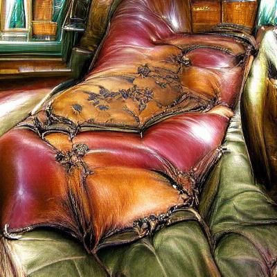 Victorian colored sketch, lush comfortable; Leather Lounge