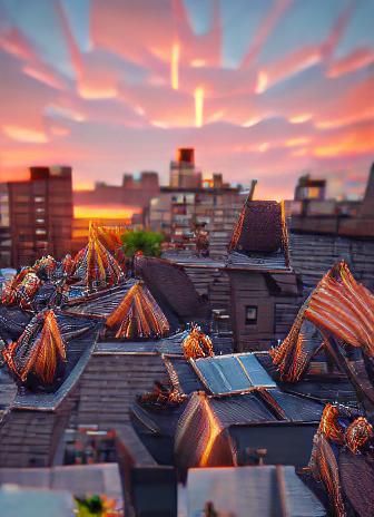 sunset over the rooftops of New York