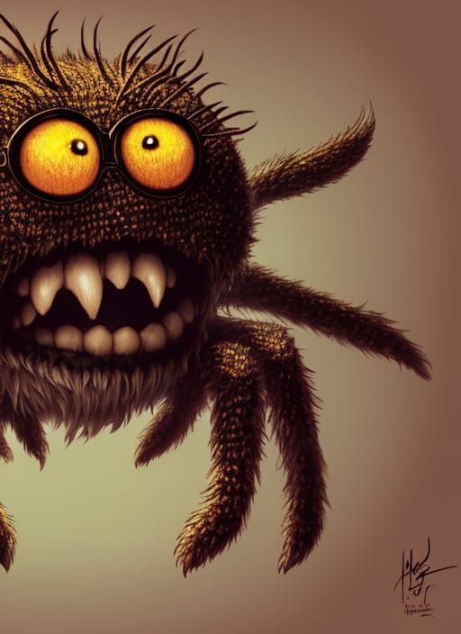 Fluffy spotted spider monster
