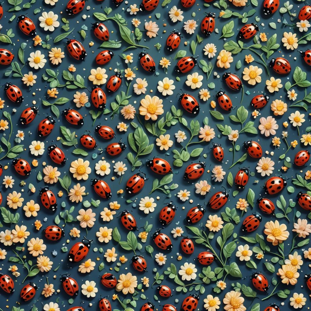 Majestic Ladybug in Moonlight Sky: Candy Art