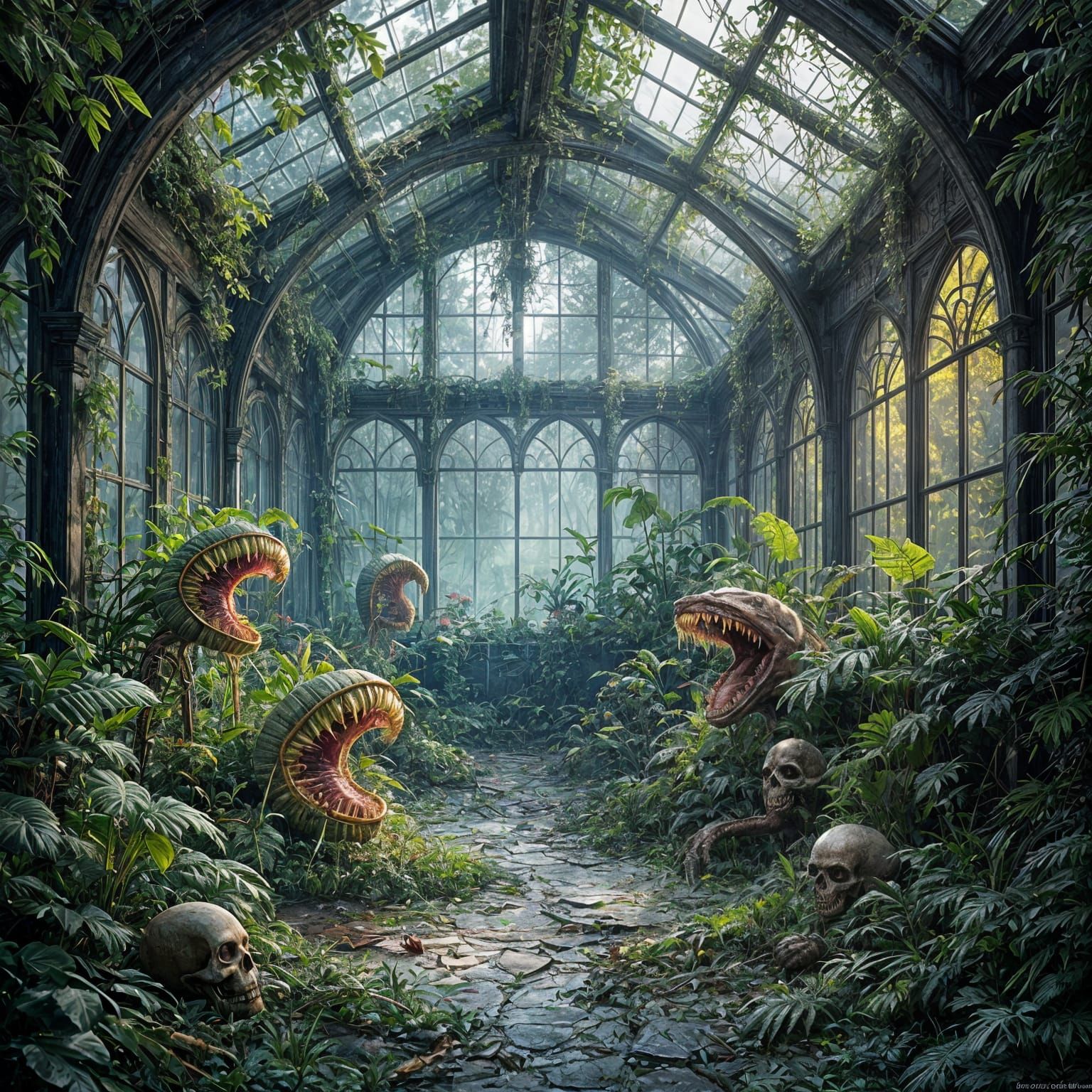 Enter a forgotten greenhouse, now a creepy garden, where carnivorous plants with razor-sharp teeth and ...  by @Zacharo
