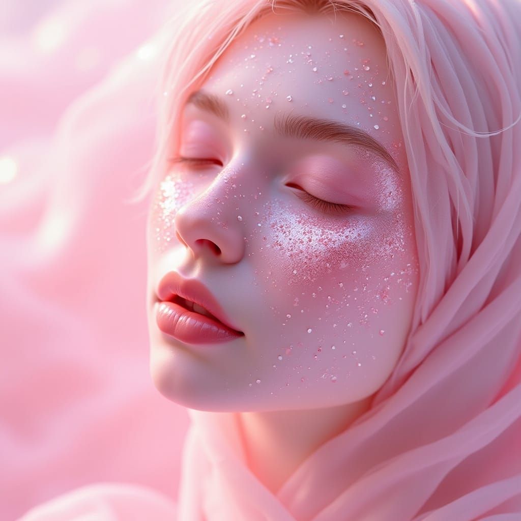 Soft Pink Glitter Cream in Pastel Hues with Delicate Shimmer