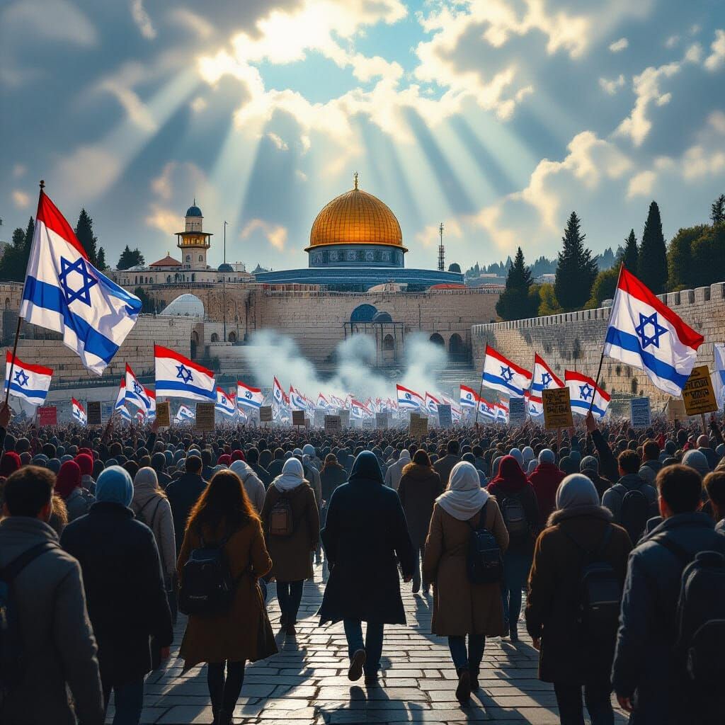 Epic Protest Scene at Jerusalem Entrance
