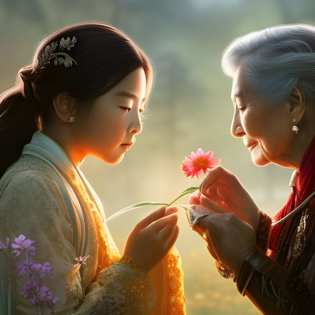 Picking flowers with grandma  by @Manchchango