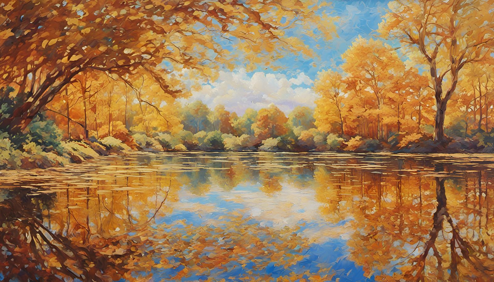 Impressionist art: New England Lake Beauty.  by @Masterplayer