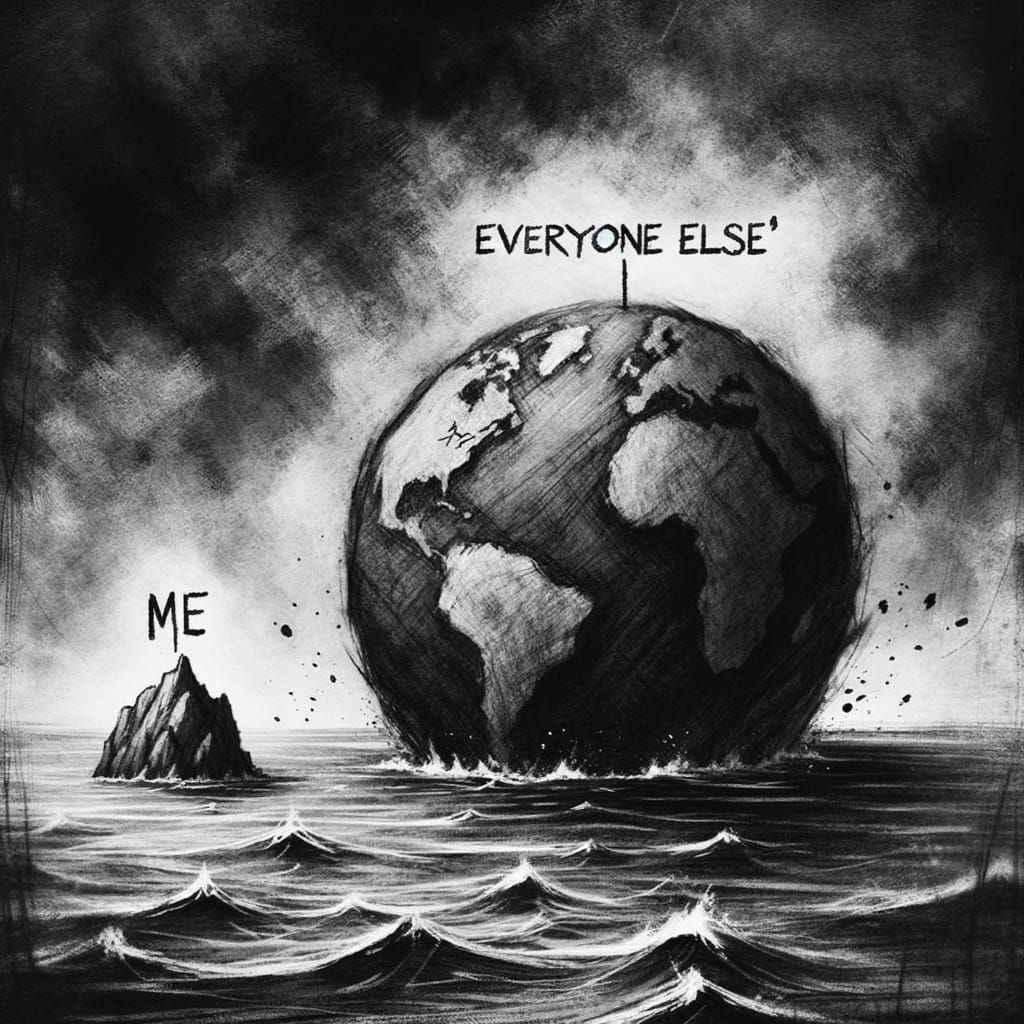 Island of 'ME' vs. Continent of 'EVERYONE ELSE' Charcoal Ske...
