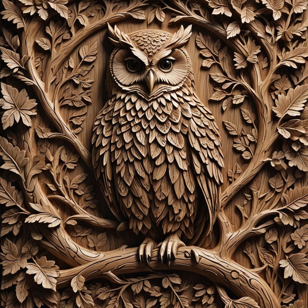 Owl Wood Carving