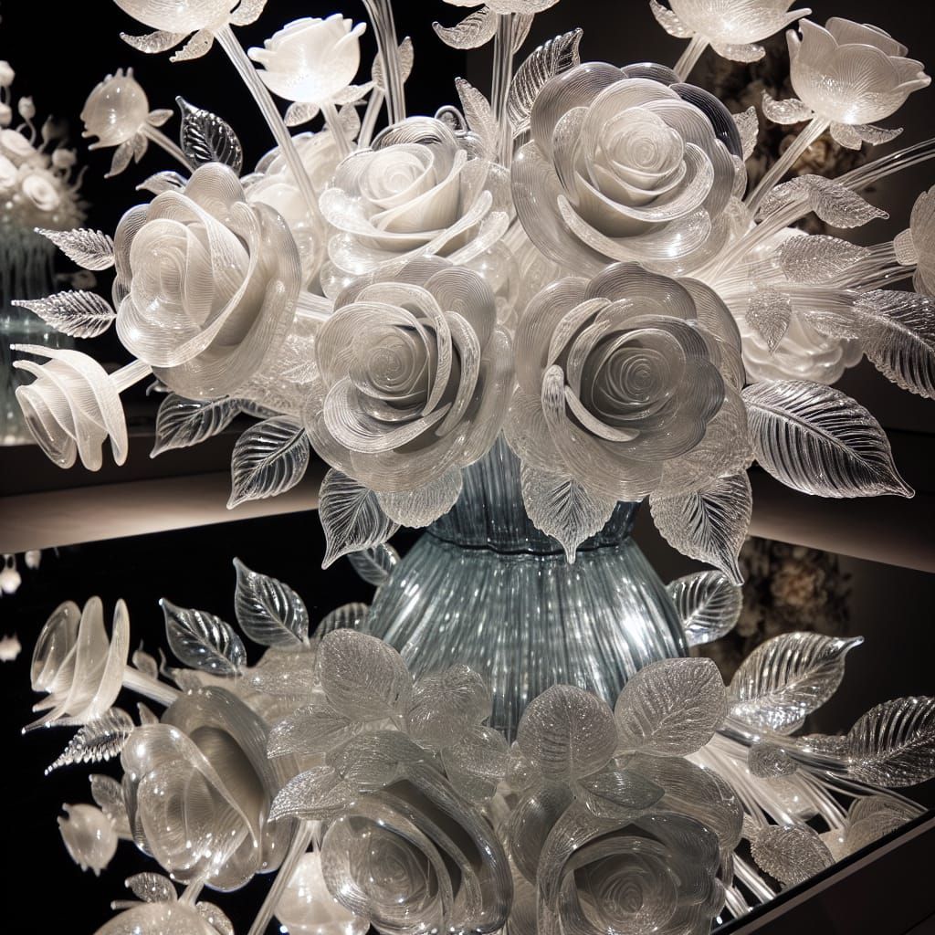FROSTED GLASS ROSES 4