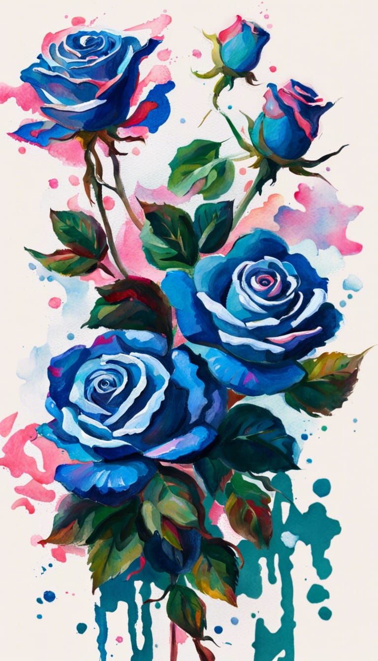 mlm flag made from roses in Gouache Style, Watercolor, Museu...