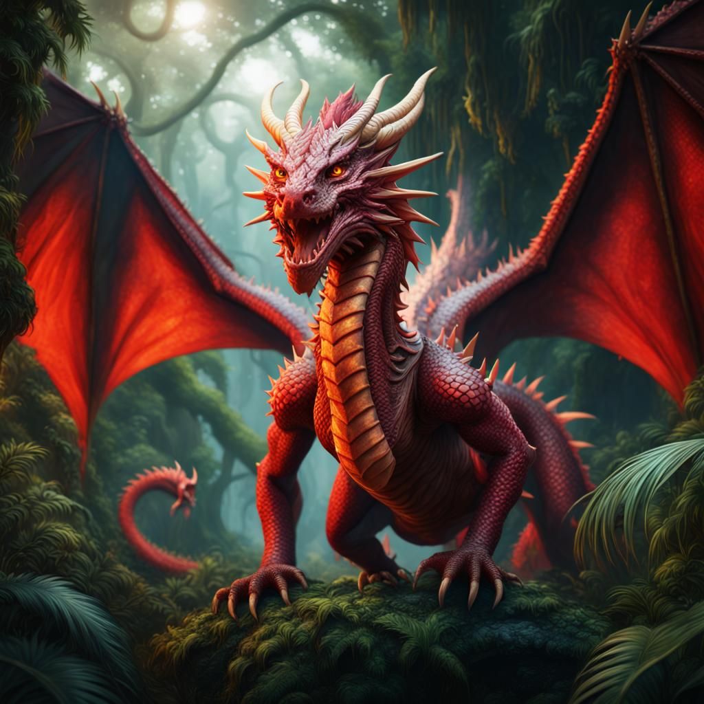 Red fire dragon - AI Generated Artwork - NightCafe Creator