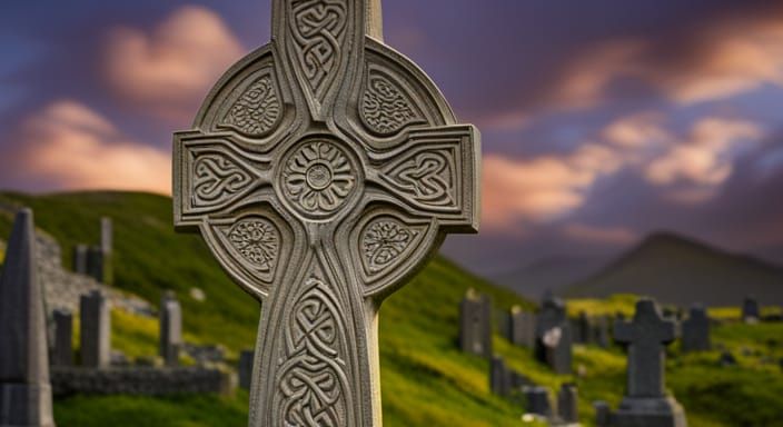 a Celtic High Cross in the Scottish Highlands, colorful, 8k ...