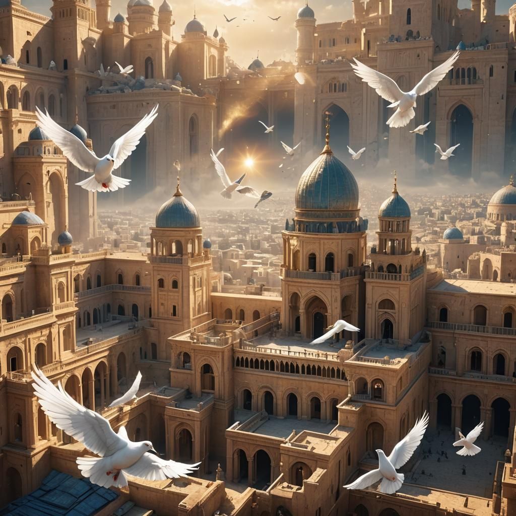 Israeli and Palestinian Palaces with Doves