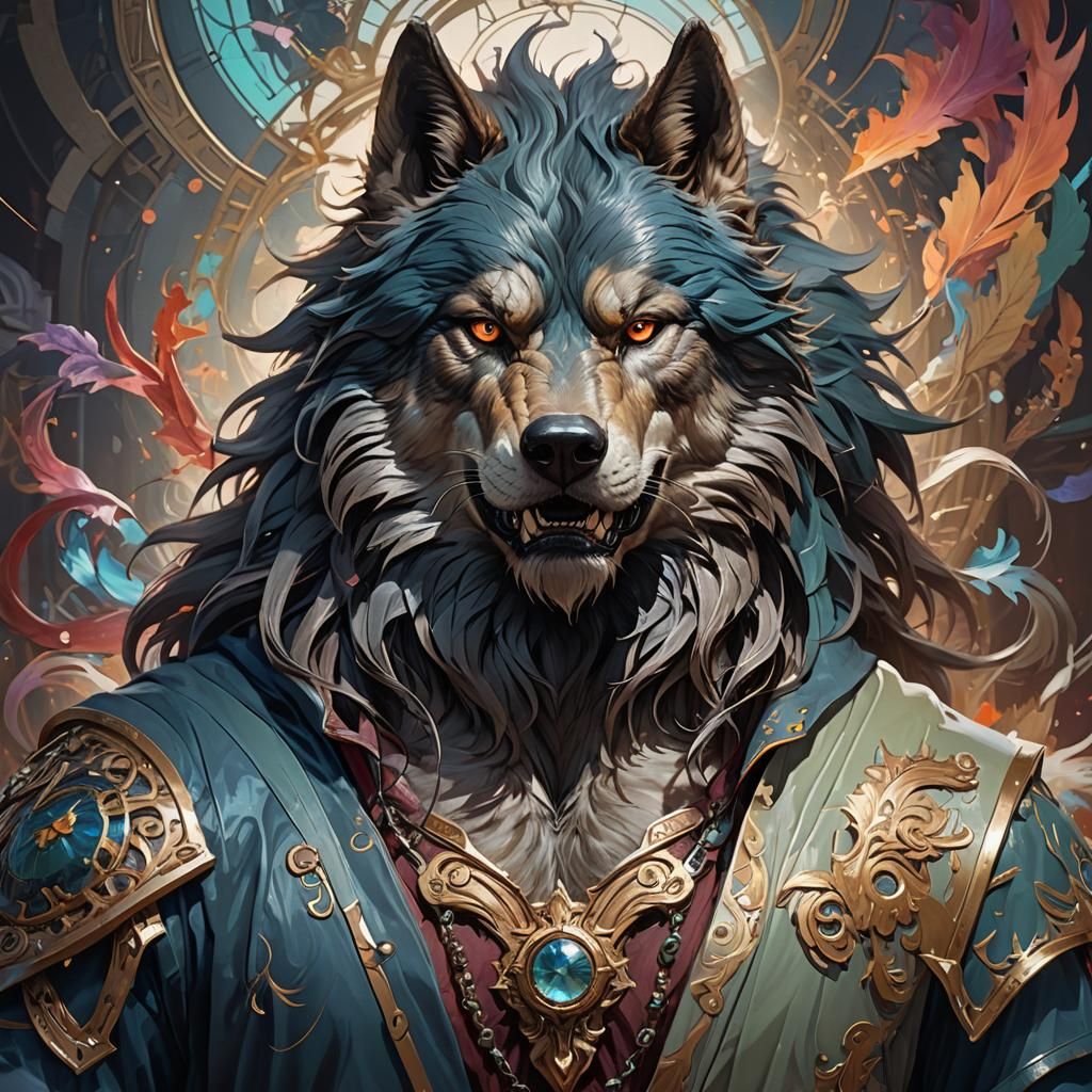 Imagine a warewolf in human shap